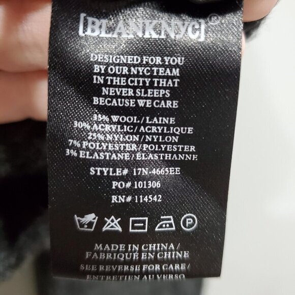 Blank NYC Sweater Womens Floral Embroidery Charcoal Gray Zip Back Wool Sz M - Picture 9 of 15